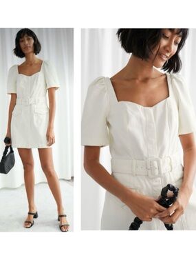& Other Stories Belted Sweetheart Neckline Mini Dress